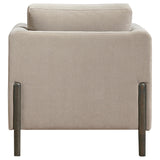 Islington Taupe Fabric Upholstered Panel Arm Accent Chair by Coaster at Eve Furniture