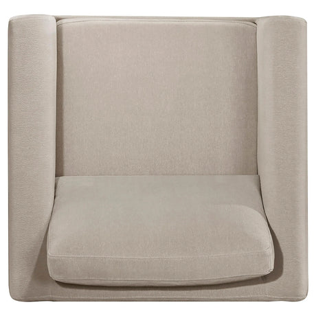 Islington Taupe Fabric Upholstered Panel Arm Accent Chair by Coaster at Eve Furniture
