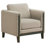 Islington Taupe Fabric Upholstered Panel Arm Accent Chair by Coaster at Eve Furniture