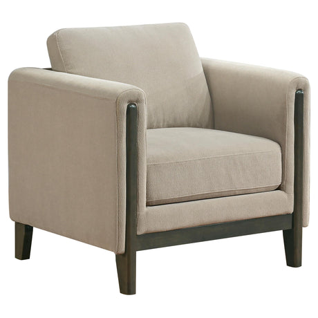 Islington Taupe Fabric Upholstered Panel Arm Accent Chair by Coaster at Eve Furniture