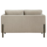 Islington Taupe Fabric Upholstered Panel Arm Loveseat by Coaster at Eve Furniture