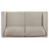 Islington Taupe Fabric Upholstered Panel Arm Loveseat by Coaster at Eve Furniture