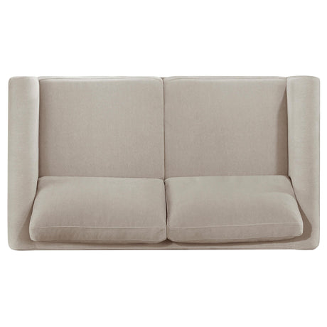 Islington Taupe Fabric Upholstered Panel Arm Loveseat by Coaster at Eve Furniture