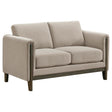 Islington Taupe Fabric Upholstered Panel Arm Loveseat by Coaster at Eve Furniture