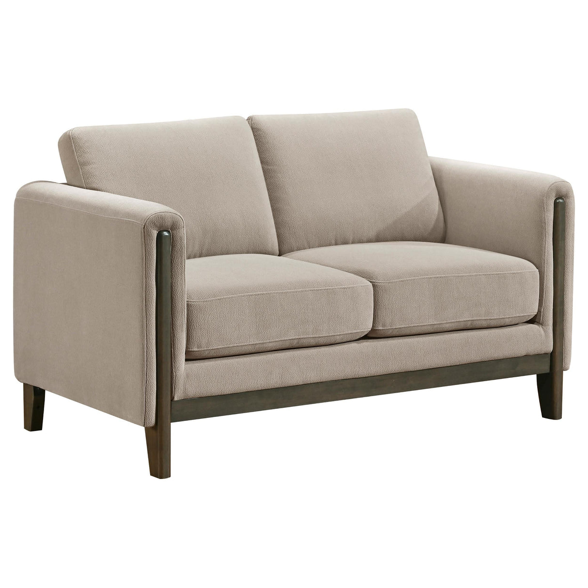 Islington Taupe Fabric Upholstered Panel Arm Loveseat by Coaster at Eve Furniture