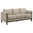 Islington Taupe Fabric Upholstered Panel Arm Sofa by Coaster at Eve Furniture