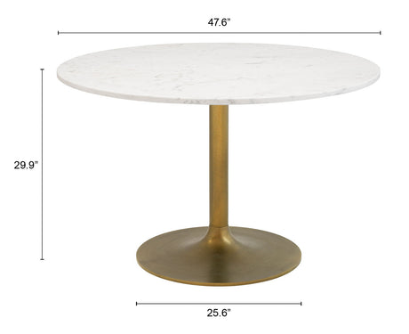 Ithaca White & Gold Dining Table by Zuomod at Eve Furniture