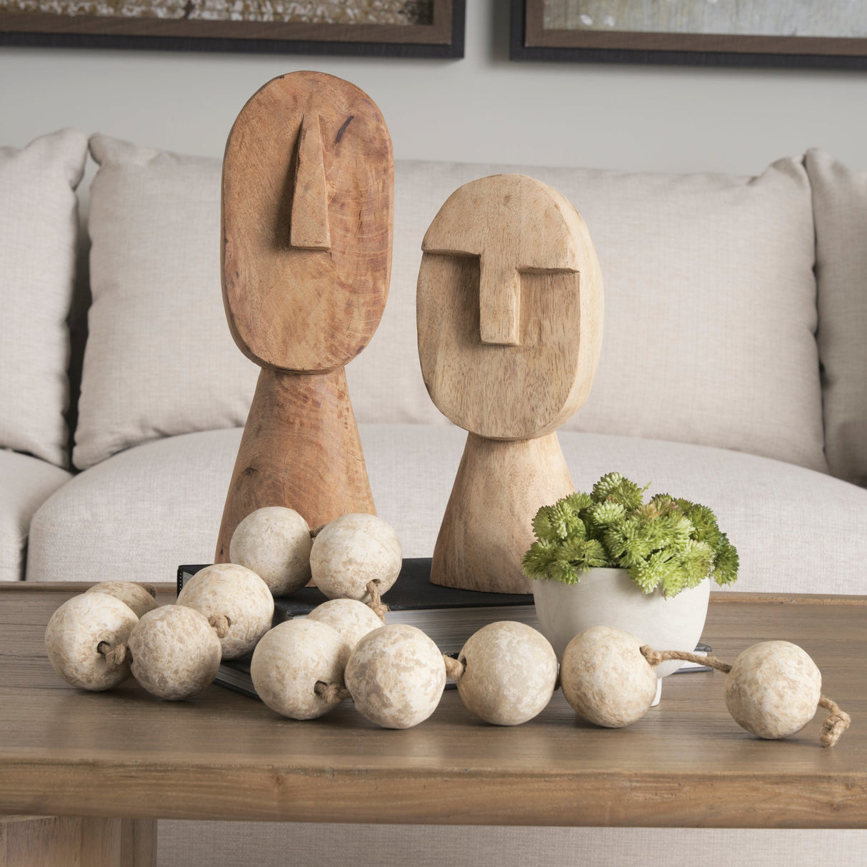 Ivan Large Wooden Head Sculpture by Mercana at Eve Furniture