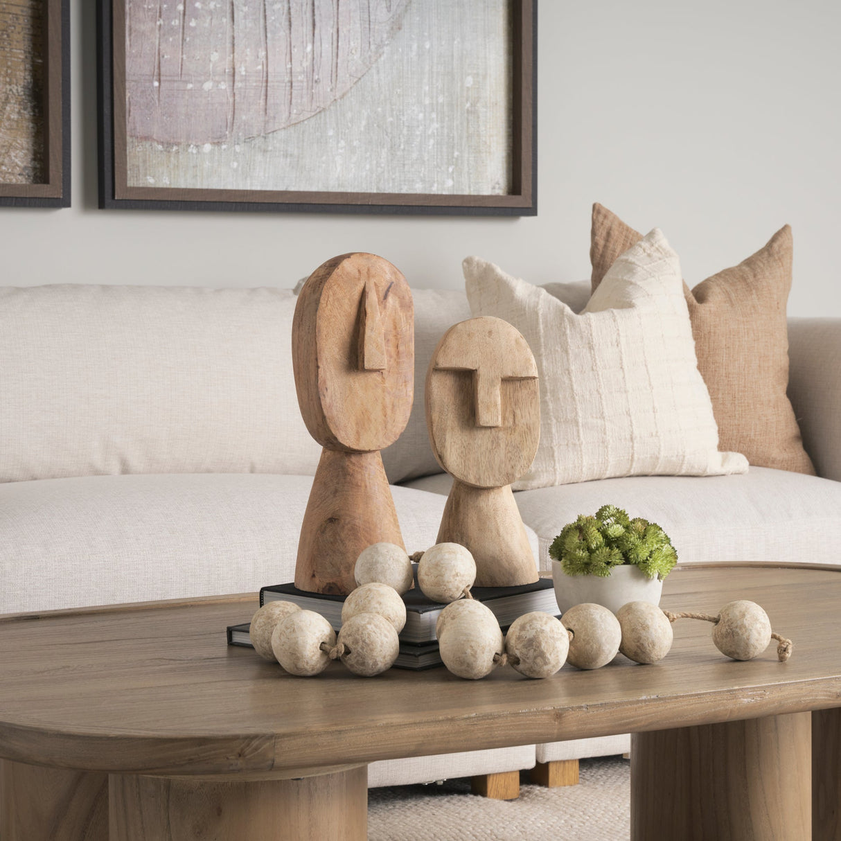 Ivan Medium Wooden Head Sculpture by Mercana at Eve Furniture