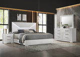 Ives White High Gloss 4-Piece Eastern King Bedroom Set