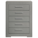 Ives 5-drawer Bedroom Chest of Drawers Grey High Gloss by Coaster at Eve Furniture