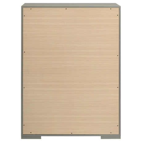 Ives 5-drawer Bedroom Chest of Drawers Grey High Gloss by Coaster at Eve Furniture