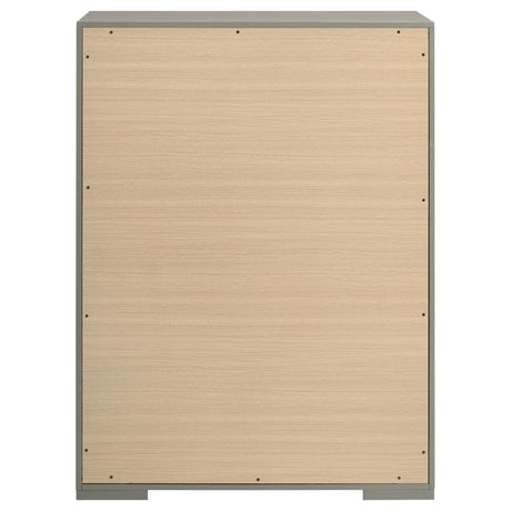 Ives 5-drawer Bedroom Chest of Drawers Grey High Gloss by Coaster at Eve Furniture