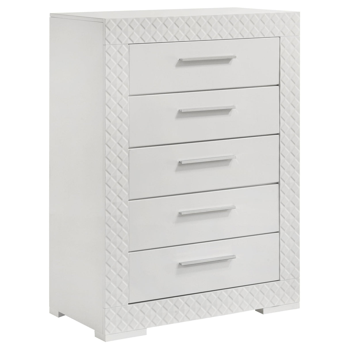 Ives 5-drawer Bedroom Chest of Drawers White High Gloss by Coaster at Eve Furniture
