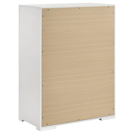 Ives 5-drawer Bedroom Chest of Drawers White High Gloss by Coaster at Eve Furniture