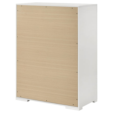 Ives 5-drawer Bedroom Chest of Drawers White High Gloss by Coaster at Eve Furniture