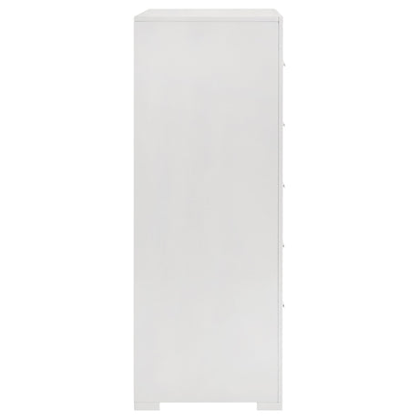 Ives 5-drawer Bedroom Chest of Drawers White High Gloss by Coaster at Eve Furniture