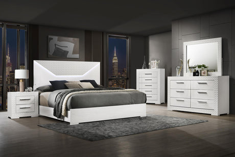 Ives 5-drawer Bedroom Chest of Drawers White High Gloss by Coaster at Eve Furniture