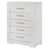Ives 5-drawer Bedroom Chest of Drawers White High Gloss by Coaster at Eve Furniture