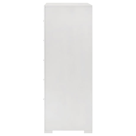 Ives 5-drawer Bedroom Chest of Drawers White High Gloss by Coaster at Eve Furniture