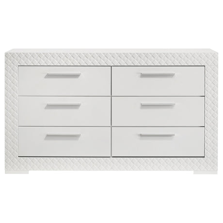 Ives 6-drawer Dresser Cabinet White High Gloss