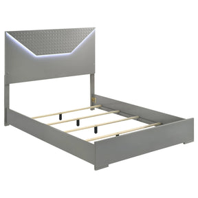 Ives Gray High Gloss Eastern King Panel Bed LED Headboard by Coaster at Eve Furniture
