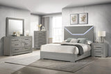 Ives Gray High Gloss Eastern King Panel Bed LED Headboard by Coaster at Eve Furniture