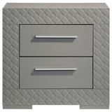 Ives Grey High Gloss 2-drawer Nightstand Bedside Table by Coaster at Eve Furniture