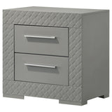 Ives Grey High Gloss 2-drawer Nightstand Bedside Table by Coaster at Eve Furniture