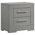 Ives Grey High Gloss 2-drawer Nightstand Bedside Table by Coaster at Eve Furniture