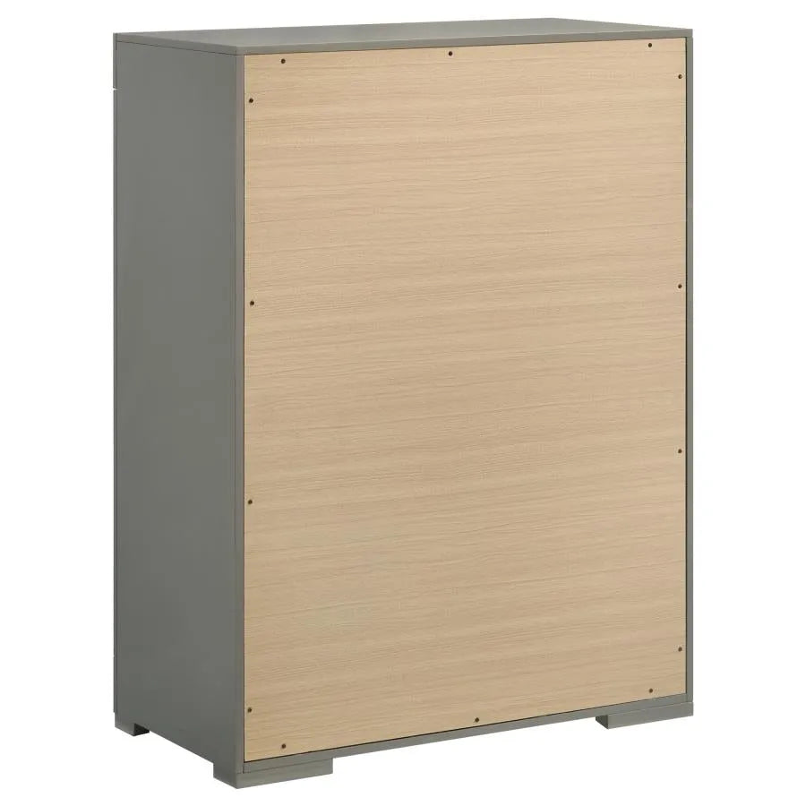 Ives Grey High Gloss 5-Piece Queen Bedroom Set by Coaster at Eve Furniture