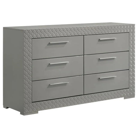 Ives Grey High Gloss 5-Piece Queen Bedroom Set by Coaster at Eve Furniture