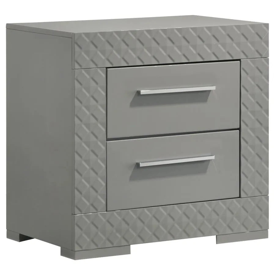 Ives Grey High Gloss 5-Piece Queen Bedroom Set by Coaster at Eve Furniture