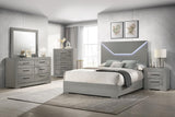 Ives Grey High Gloss Queen Panel Bed LED Headboard by Coaster at Eve Furniture