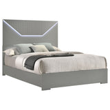 Ives Grey High Gloss Queen Panel Bed LED Headboard by Coaster at Eve Furniture
