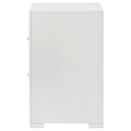 Ives White High Gloss 2-drawer Nightstand Bedside Table by Coaster at Eve Furniture