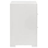 Ives White High Gloss 2-drawer Nightstand Bedside Table by Coaster at Eve Furniture