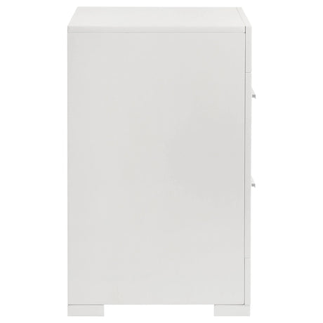 Ives White High Gloss 2-drawer Nightstand Bedside Table by Coaster at Eve Furniture