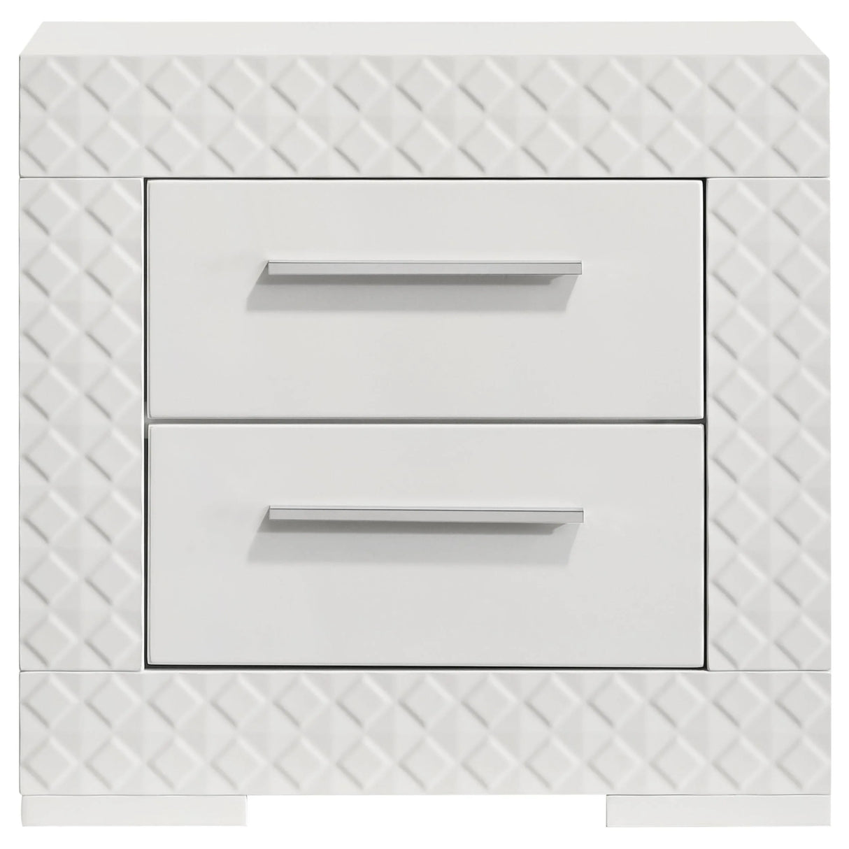 Ives White High Gloss 2-drawer Nightstand Bedside Table by Coaster at Eve Furniture