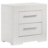 Ives White High Gloss 2-drawer Nightstand Bedside Table by Coaster at Eve Furniture