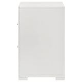 Ives White High Gloss 2-drawer Nightstand Bedside Table by Coaster at Eve Furniture