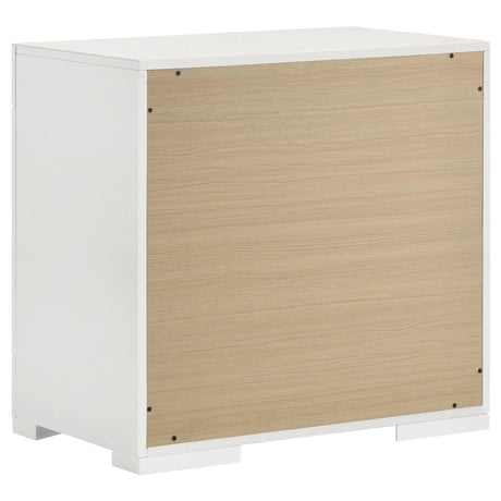 Ives White High Gloss 2-drawer Nightstand Bedside Table by Coaster at Eve Furniture