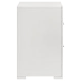 Ives White High Gloss 2-drawer Nightstand Bedside Table by Coaster at Eve Furniture