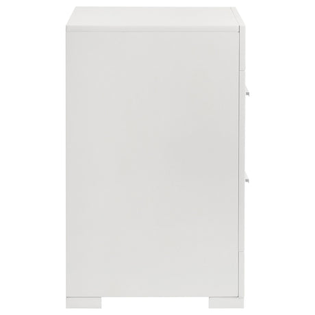 Ives White High Gloss 2-drawer Nightstand Bedside Table by Coaster at Eve Furniture