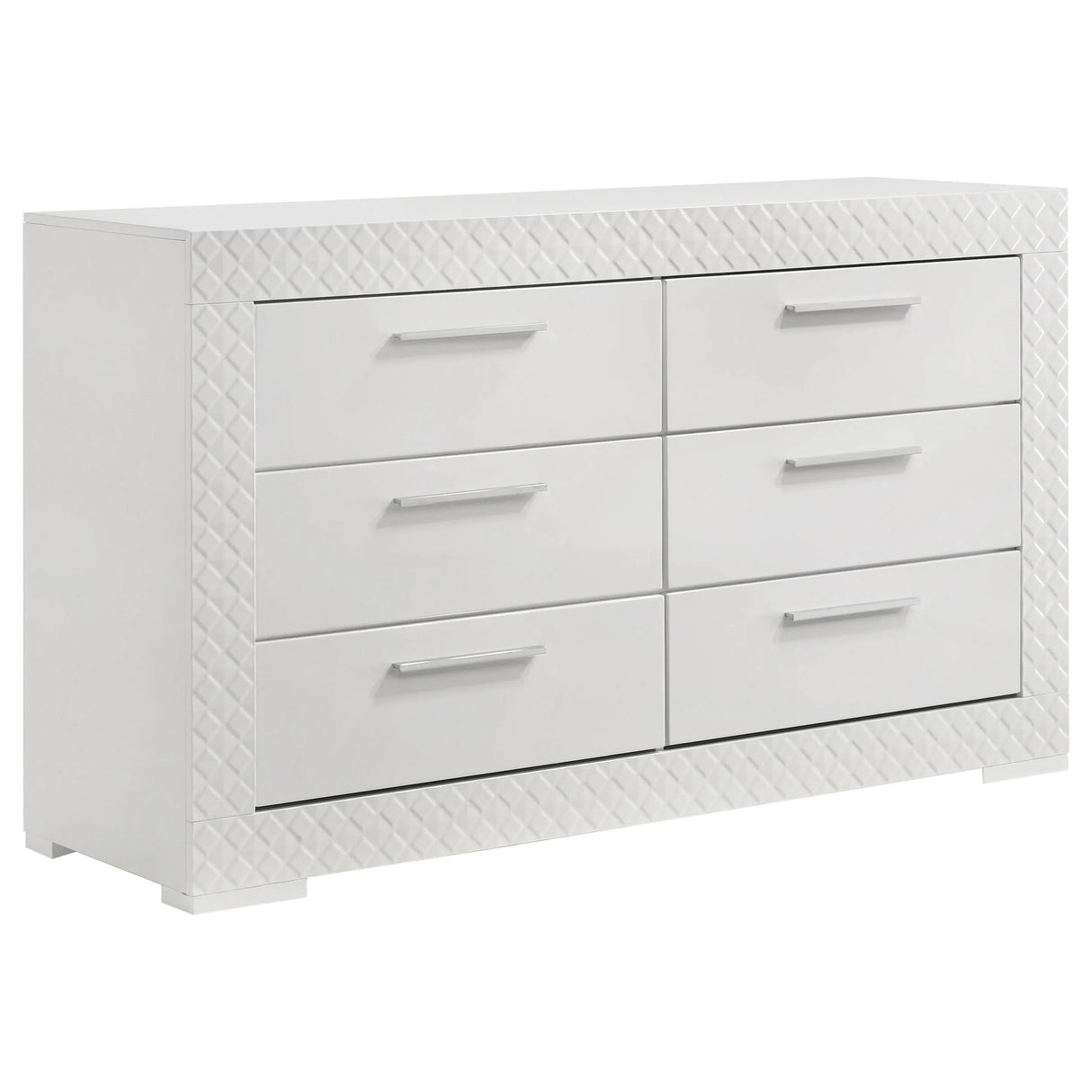 Ives White High Gloss 5-Piece Eastern King Bedroom Set by Coaster at Eve Furniture
