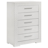 Ives White High Gloss 5-Piece Eastern King Bedroom Set by Coaster at Eve Furniture