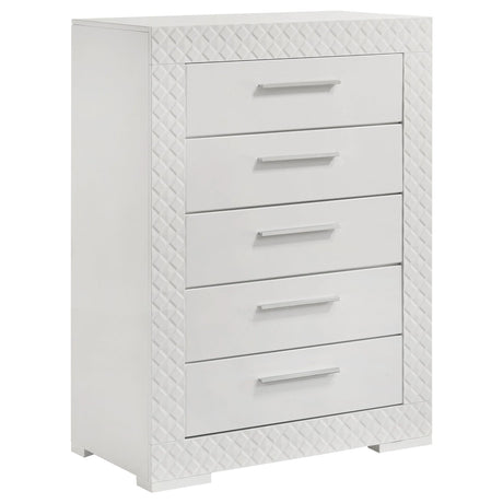 Ives White High Gloss 5-Piece Eastern King Bedroom Set by Coaster at Eve Furniture