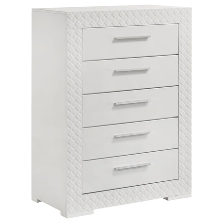 Ives White High Gloss 5-Piece Queen Bedroom Set by Coaster at Eve Furniture
