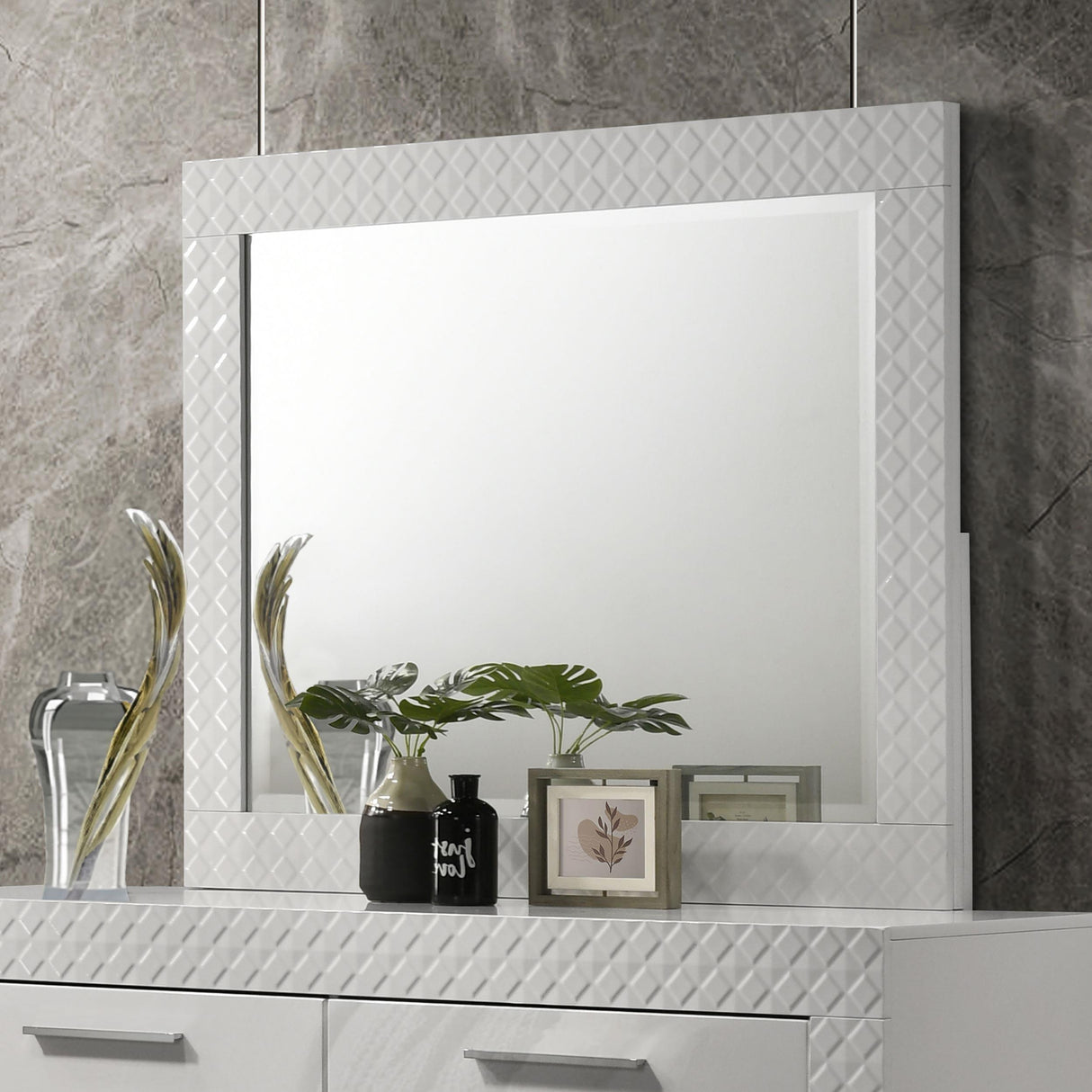 Ives White High Gloss Dresser Mirror by Coaster at Eve Furniture