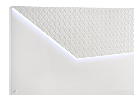 Ives White High Gloss Eastern King Panel Bed LED Headboard by Coaster at Eve Furniture